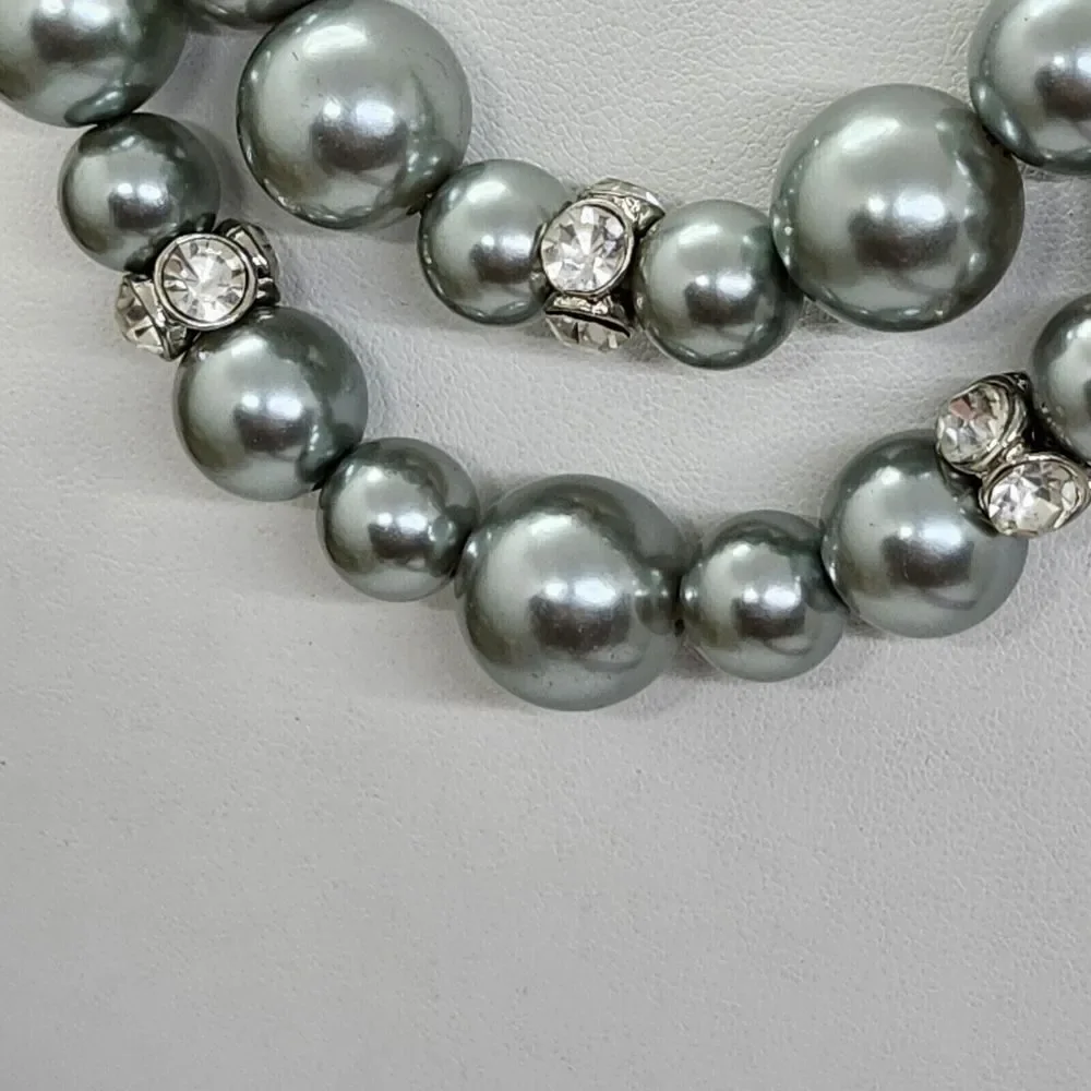 Monet‎ Double Strand Faux Pearl And Crystal Necklace